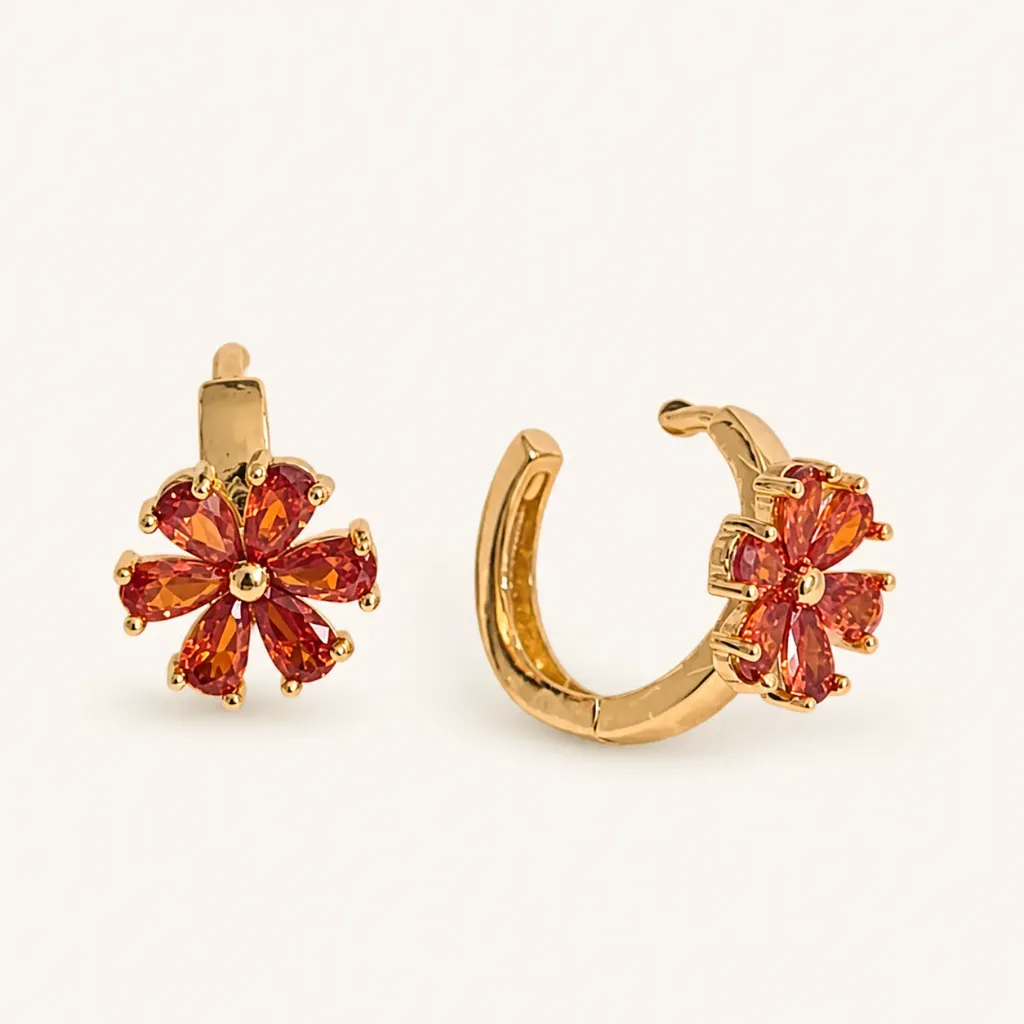 Aretes Flor Coral