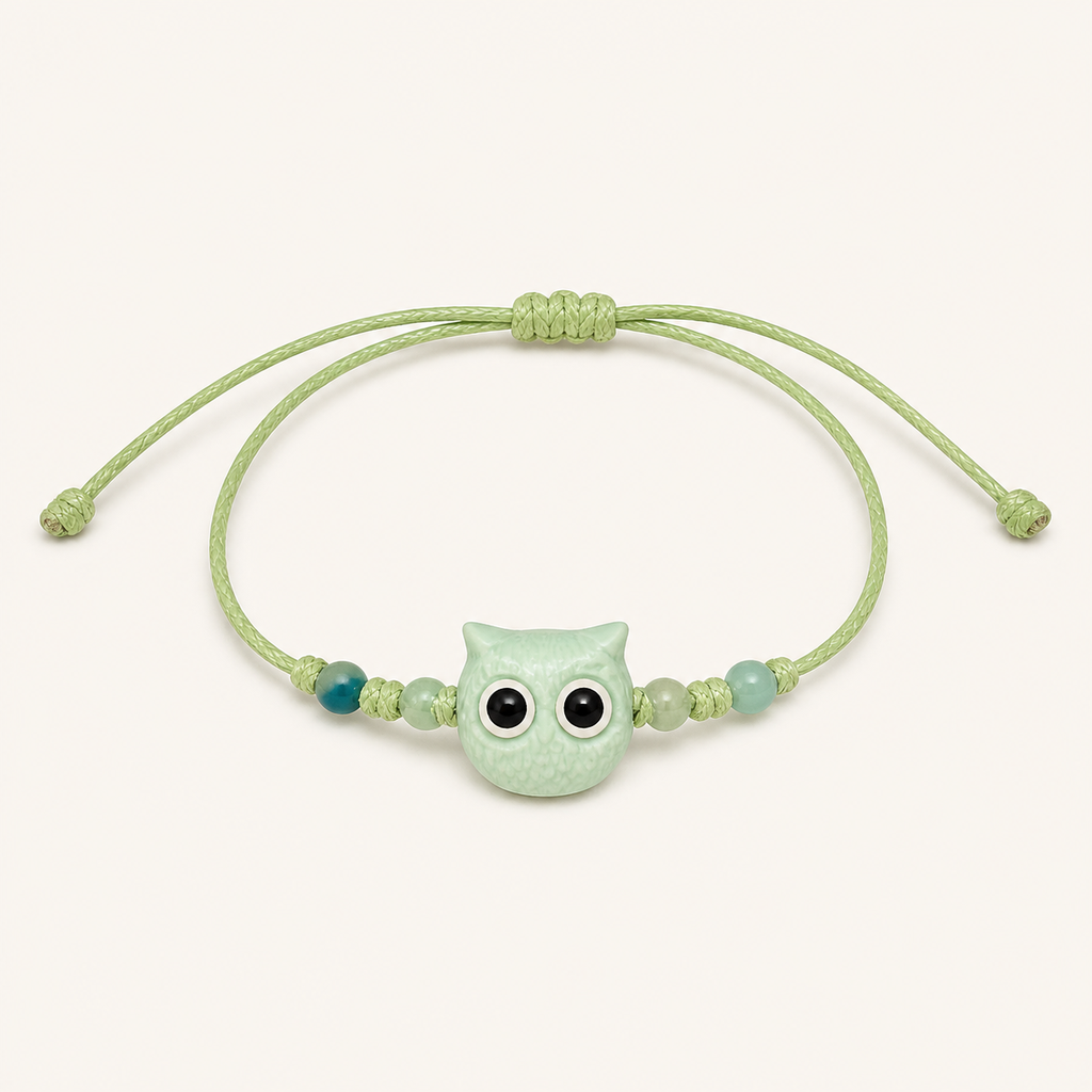 Pulsera de Hilo Búho Menta