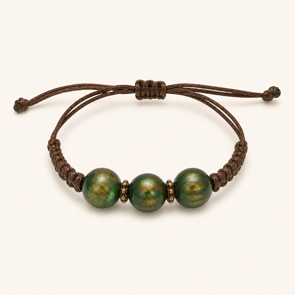 [Pulseras WEB] Pulsera de Hilo Trío Verde Tornasol