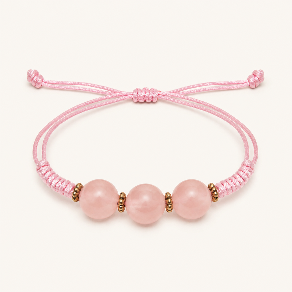 [Pulseras WEB] Pulsera de Hilo Cuarzo Rosa Trío
