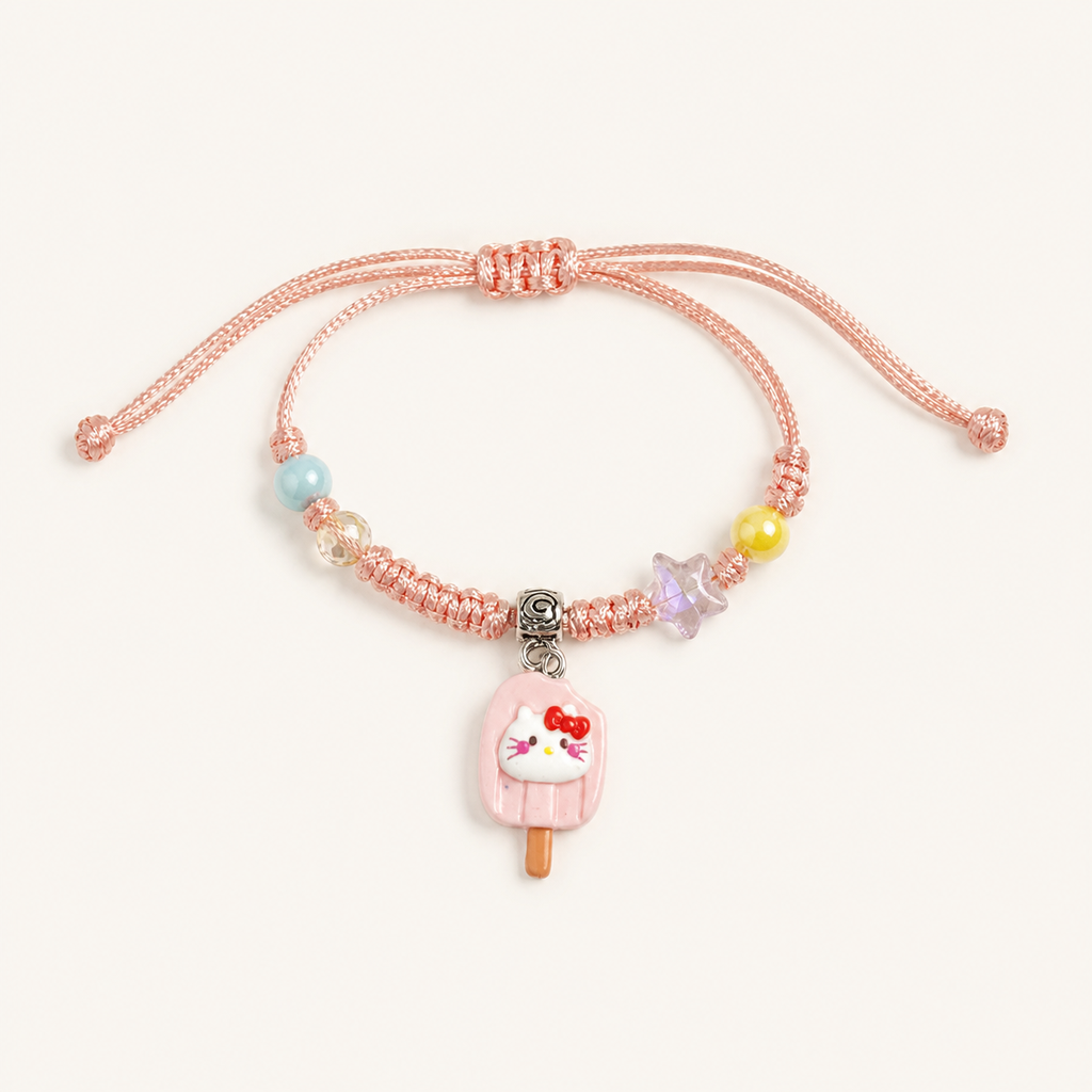 [Pulseras WEB] Pulsera de Hilo Conejito Helado Rosa