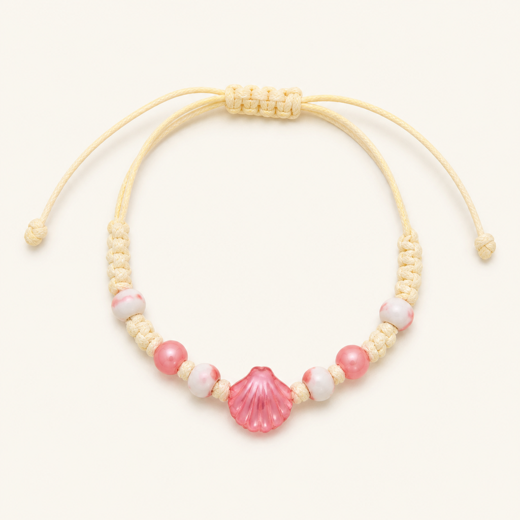 [Pulseras WEB] Pulsera de Hilo Concha Rosa