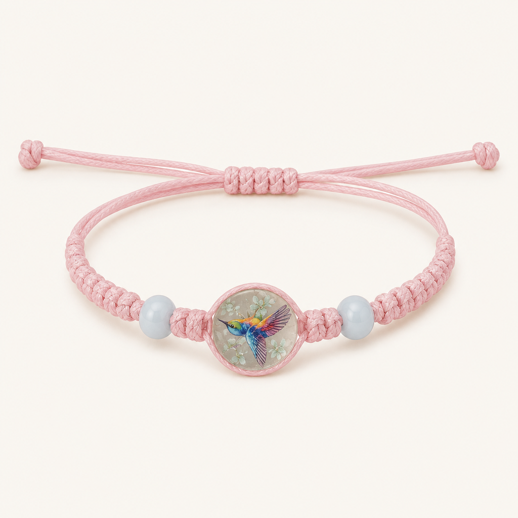 Pulsera de Hilo Colibrí Rosa