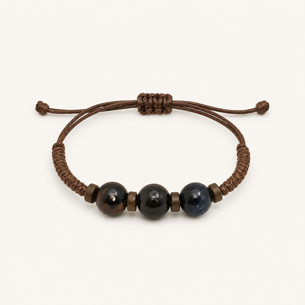[Pulseras WEB] Pulsera de Hilo Trío Ónix Azul