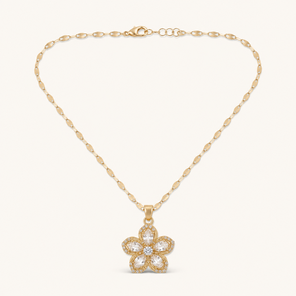 [Gargantilla WEB] Gargantilla Flor Cristal de Cinco Pétalos