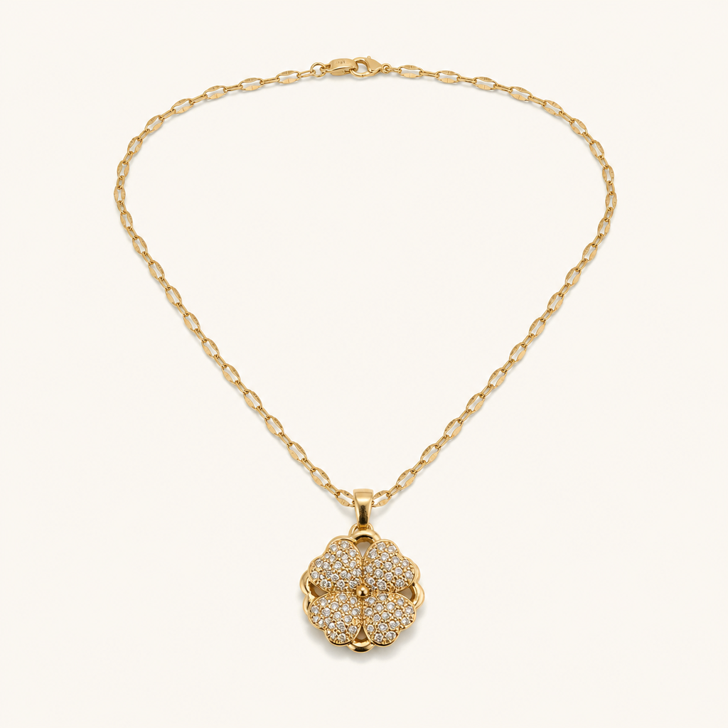 [Gargantilla WEB] Gargantilla Flor Pavé de Cuatro Pétalos